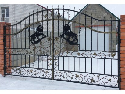 Распашные ворота с элементами ковки красивые эскиз купить в Москве