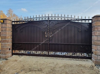 Откатные ворота с калиткой эскиз купить в Москве