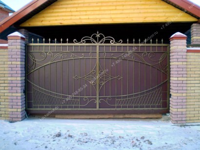 Откатные ворота с калиткой фотография купить в Москве