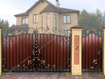 Ворота распашные кованые красивые эскиз купить в Москве