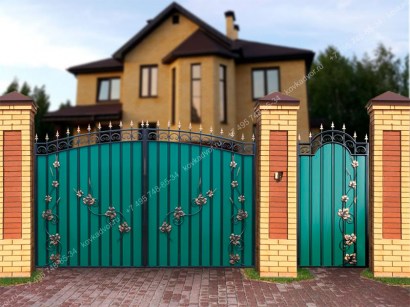 Ворота распашные кованые красивые фотография купить в Москве
