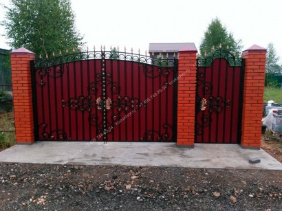Ворота распашные кованые красивые фото купить в Москве