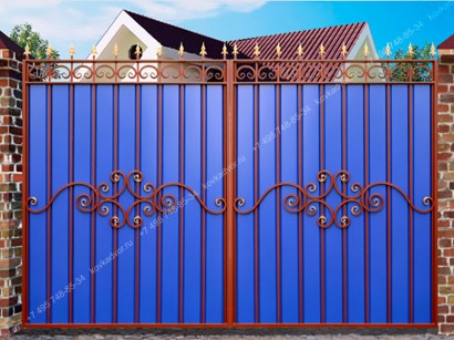 Ворота и калитки для частного дома из профнастила с элементами ковки фото цена под ключ