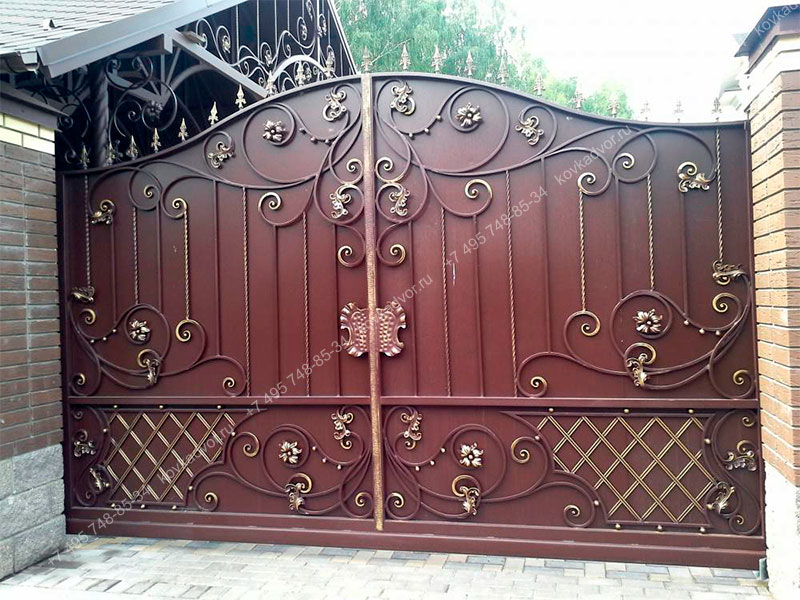 Кованые ворота откатные Арт.ВГКО-04 купить в Москве